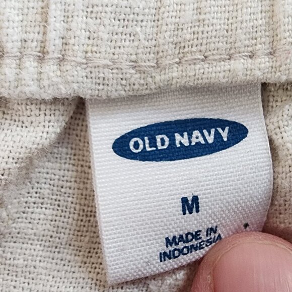 Old Navy Cream Linen Blend Elastic Waist Shorts Size Medium - Picture 4 of 9